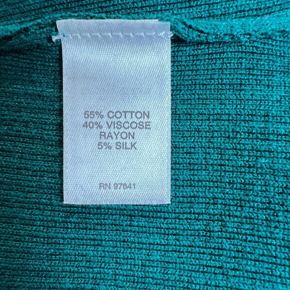 J. Jill Duster Cardigan Sweater Womens Petite Large Green V-Neck 3 Button Ribbed - Picture 11 of 13